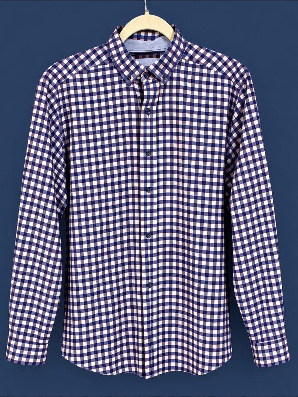 Johnston & Murphy Blue and White Gingham Button-Down Shirt